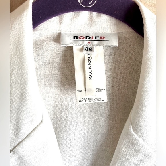 Rodier White Cotton Sleeveless Blouse Top 46 EU/14 US Button Front Women's - Picture 3 of 14